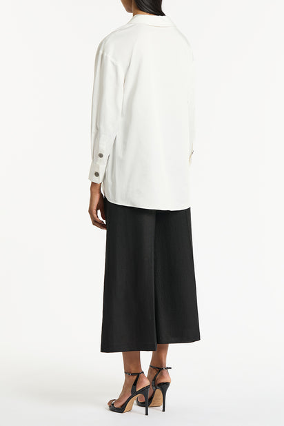 BLACK LINEN CROPPED PALAZZO PANT