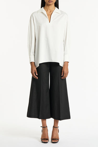 BLACK LINEN CROPPED PALAZZO PANT