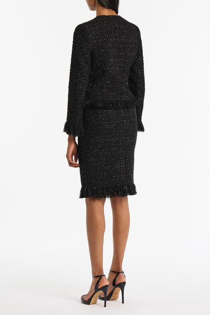 BLACK LUREX TWEED FRINGE JACKET