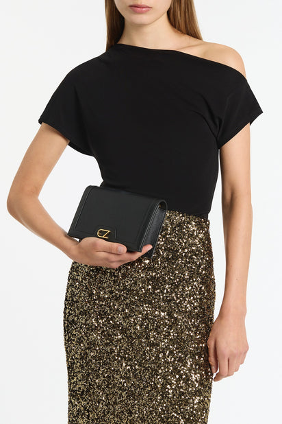 BLACK MATTE JERSEY OFF-SHOULDER TOP