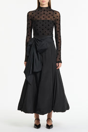 BLACK MESH SPOT LONG SLEEVE TOP