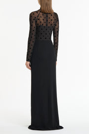 BLACK MESH SPOT CONTRAST GOWN