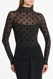 BLACK MESH SPOT CONTRAST GOWN