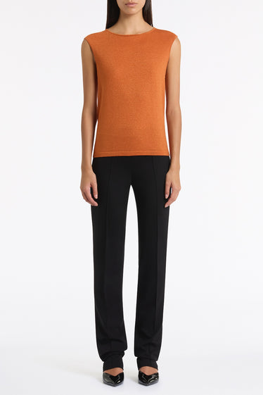 BLACK PONTE PINSTITCH SLIM LEG PANT