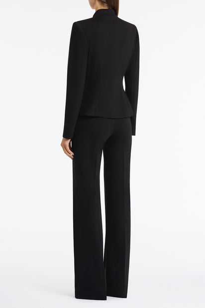 BLACK PONTE ZIP FRONT JACKET