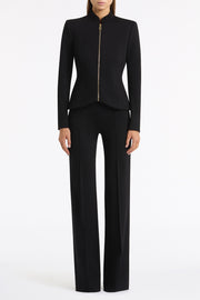 BLACK PONTE ZIP FRONT JACKET