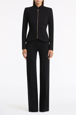 BLACK PONTE ZIP FRONT JACKET