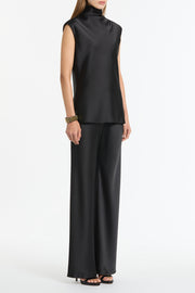 BLACK SATIN BIAS PANT
