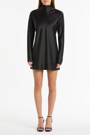 BLACK SATIN LONG SLEEVE TOP
