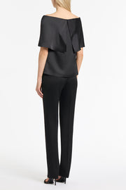 BLACK SATIN OFF SHOULDER TOP