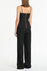 BLACK STARLIGHT TWILL BUSTIER TOP