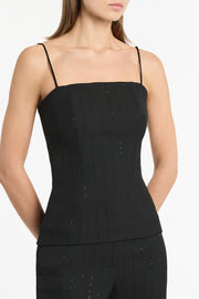 BLACK STARLIGHT TWILL BUSTIER TOP