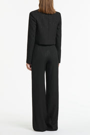 BLACK STARLIGHT TWILL WIDE LEG PANT
