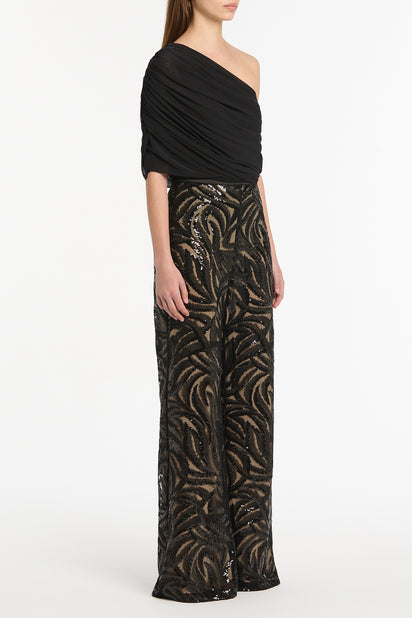 BLACK SWIRL SEQUIN FLARE PANT