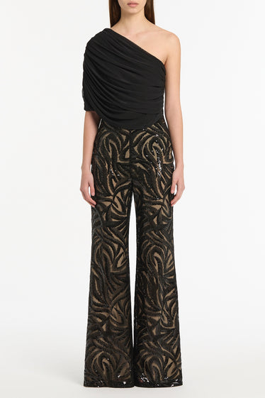 BLACK SWIRL SEQUIN FLARE PANT
