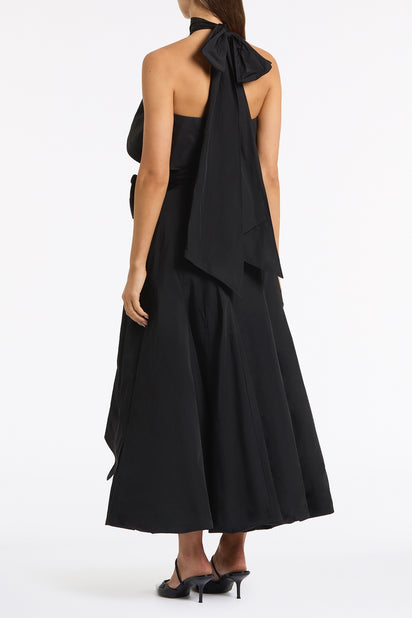 BLACK TAFFETA RUFFLE BOW DETAIL TOP