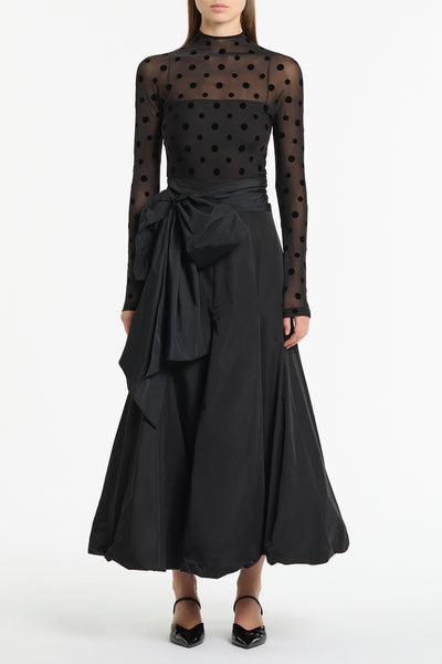 BLACK TAFFETA TIE WAIST BUBBLE SKIRT – Carla Zampatti