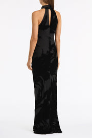 BLACK VELVET BURNOUT BIAS GOWN
