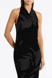 BLACK VELVET BURNOUT BIAS GOWN