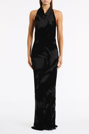 BLACK VELVET BURNOUT BIAS GOWN