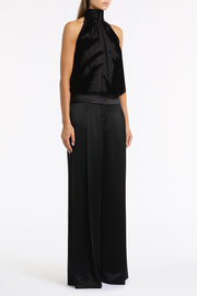 BLACK VELVET BURNOUT HALTER TOP