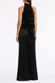 BLACK VELVET BURNOUT HALTER TOP