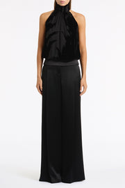 BLACK VELVET BURNOUT HALTER TOP