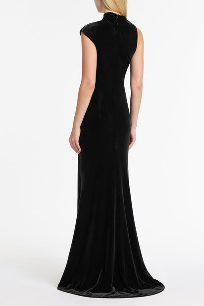 BLACK VELVET GOLD BUTTON GOWN