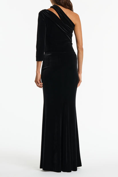 BLACK VELVET COLUMN SKIRT