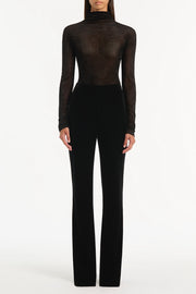 BLACK VELVET MESH BODYSUIT