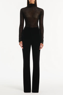 BLACK VELVET MESH BODYSUIT