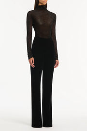 BLACK VELVET MESH BODYSUIT