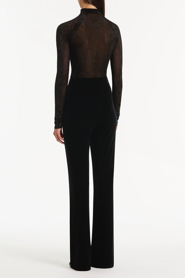 BLACK VELVET MESH BODYSUIT