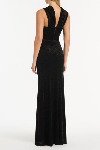 BLACK VELVET MESH GOWN