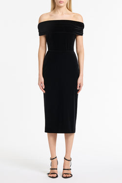 BLACK VELVET PENCIL SKIRT