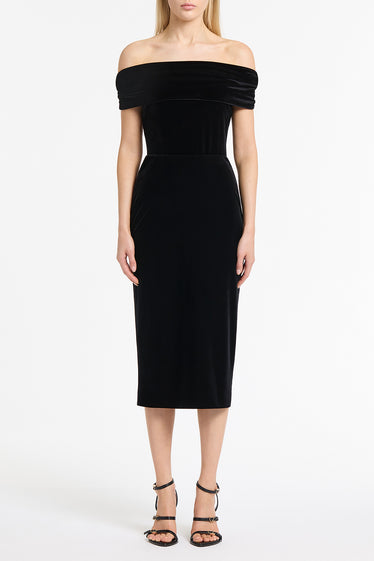 BLACK VELVET PENCIL SKIRT