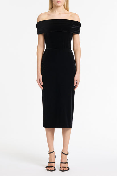 BLACK VELVET PENCIL SKIRT