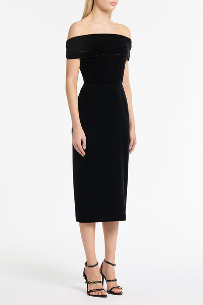 BLACK VELVET PENCIL SKIRT