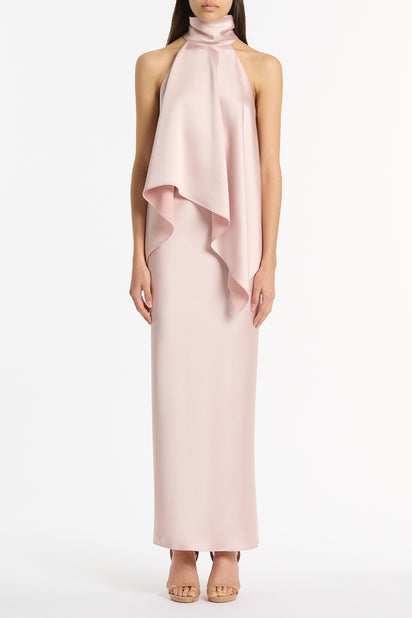 BLUSH LUSTRE SATIN HALTER TOP