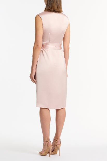 BLUSH LUSTRE SATIN WRAP DRESS
