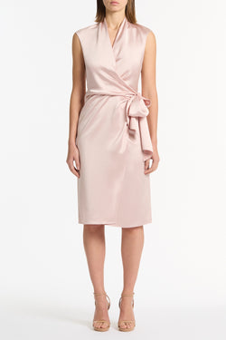 BLUSH LUSTRE SATIN WRAP DRESS