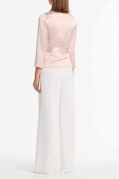 BLUSH LUSTRE SATIN WRAP TOP