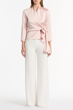 BLUSH LUSTRE SATIN WRAP TOP