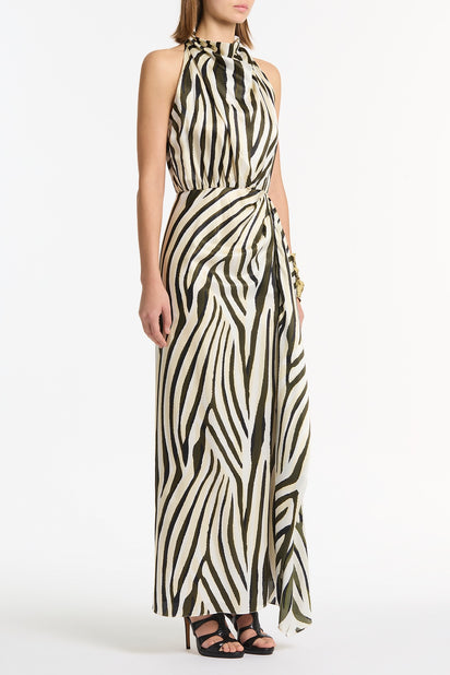 BOLD STRIPE CASCADE DRESS