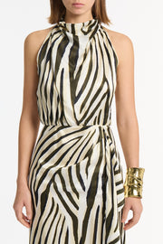 BOLD STRIPE CASCADE DRESS