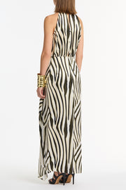 BOLD STRIPE CASCADE DRESS