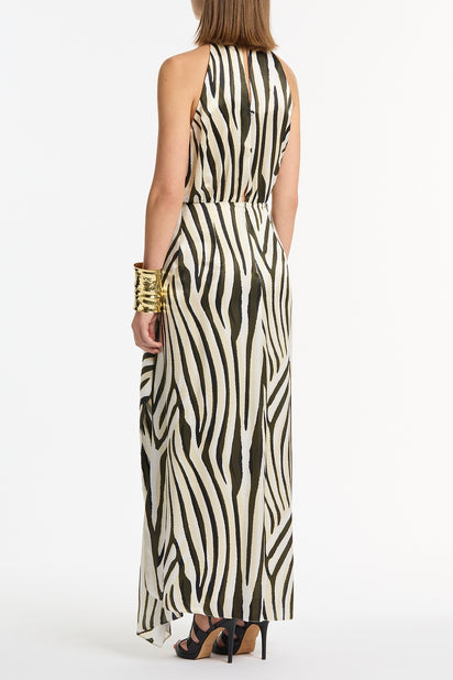 BOLD STRIPE CASCADE DRESS