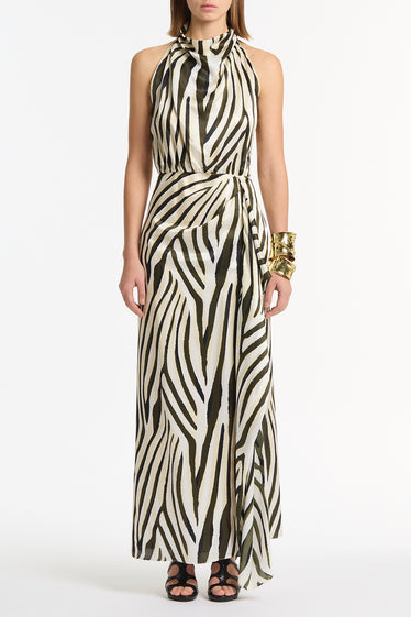 BOLD STRIPE CASCADE DRESS