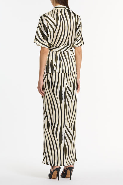 BOLD STRIPE PRINT GATHER TOP