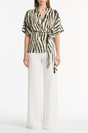 BOLD STRIPE PRINT GATHER TOP